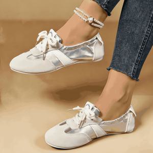 TEMU 여성용 소프트 솔 레트로 캐주얼 발레 플랫, 레이스업 디자인, 다양한 스타일, 스커트와 매치 가능, 스타일 스니커즈, 여성 신발