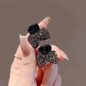 TEMU 4개 세트 반짝이는 리본 머리핀 - 빈티지 스타일 사이드 클립, 데이 선물, 여성 헤어 액세서리, 특별한 날, 선물, 우아한 디자인, 핸드메이드 디테일, 장식용 클립, 그녀를 위한 선물, 여성 패션