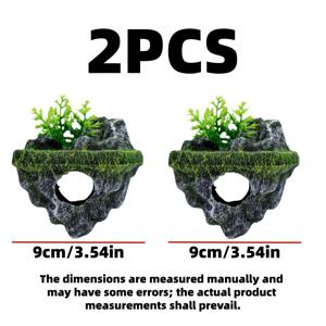 TEMU 인공 녹색 식물이 특징인 수족관용 2개 세트. 물고기와 새우가 숨겨지고 놀이를 하기에 이상적입니다. 수족관 생태계 향상 및 장식 요소로 좋으며, 어항 키ーパー에게 필수품입니다.