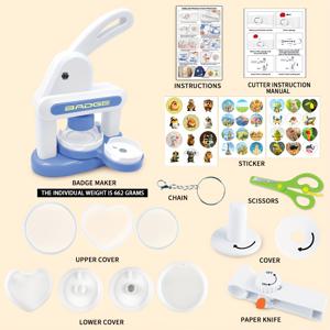 TEMU DIY 뱃지 메이커 키트 - 48가지 프리셋 디자인 및 부품 포함, 55mm 라운드 버튼 프레스 제작기, 완벽한 주얼리 & 뱃지 만들기 선물 세트, DIY 공예, 핀, 뱃지, 브로치용 - 조립 가능 (재봉 필요 없음)