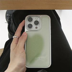 TEMU 아이폰 17 프로 맥스, 17 프로, 17, 16 프로 맥스, 16 프로, 16, 15, 14, 13 호환 심플하고 사랑스러운 그라데이션 하트 에폭시 레진 폰 케이스 - 실버 그린 하트 LP569, 실버 엣지 드립 레진 스타일리시 안티드롭 백커버