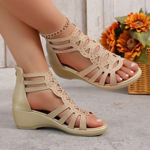 TEMU 새로운 여름용 소프트 솔 신발, 스타일리시하고 편안한 두꺼운 밑창 로마 샌들 여성용, 야외 캐주얼 신발, 여성용 웨지 샌들, , 파티, 사무실 및 해변에 적합, 오픈토 슬립온 슈즈