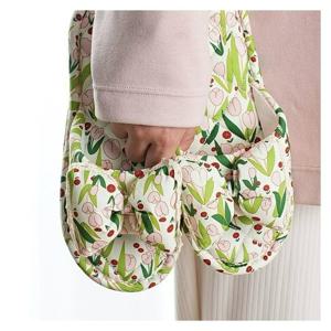 TEMU [] 3중 쿠션 튤립 한가득 리본 쿠션 푹신한 층간소음방지 실내화 미끄럼방지 거실화 슬리퍼