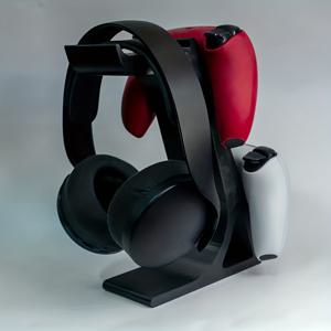 TEMU 컨트롤러 브래킷 및 헤드폰 스탠드, 헤드폰 보관 랙, 게임 컨트롤러 보관, 내구성 좋은 플라스틱, 간편한 블랙 앤 화이트 색상 스키마, 고품질 플라스틱 소재, 게임 액세서리, 컴팩트 디자인, 안정적인 구조, 고품질 브래킷