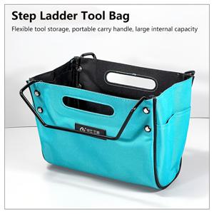 TEMU 옥스포드 천으로 제작된 텔레스코픽 공구 가방, 하드웨어 보관용으로 설계되었으며, 고도 유지 보수를 위한 내구성이 뛰어나며, 헤링본 사다리에 적합합니다.