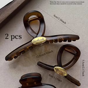 TEMU 2개 세트 빈티지 대형 및 중형 거북이 등껍질 헤어 클립, 고급스러운 우아한 상어 클립, 스타일리시한 업두 헤어 액세서리, 여성을 위한 완벽한 선물, 데일리 커뮤트, 자매 모임, 기념일 선물에 적합, 크리스마스, 새해, 발렌타인데이 선물로 이상적