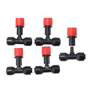 TEMU 점적 관수 도구 10종 세트, 퀵 플러그 플랫마우스 티 5개 및 8홀 소형 레드햇 드립 헤드 5개, 퀵 플러그 저압 조절식 및 레드 드립 헤드 폐쇄 가능, 8홀 자동 급수 장치 원예용 점적 관수 도구