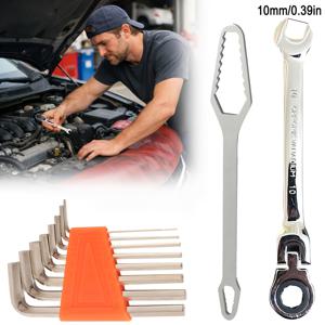 TEMU 10개 세트 헤비듀티 듀얼 퍼포즈 래칫 렌치 툴 세트, 다기능 자동차 정비 도구, 래칫 렌치 1개, 다기능 렌치 1개, 헥스 렌치 8개 포함 - 자동차 정비, DIY 도구, 전문가용 호환성