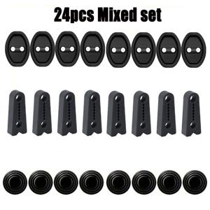 TEMU 24개 혼합 세트, 도어락 고정 보호 커버 8개 + 도어 충격 흡수 패드 8개 + 자동차 도어락 버클 보호 패드 8개, 자동차 보호 액세서리, 자동차 도어 보호, 도어락 보호대, 자동차 애호가