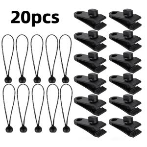 TEMU 20개입 타프 클립, 고강도 타프 클립, 번지 코드, 고강도 잠금 그립, 패스너, 텐트 클램프 추가, 클램프, 클립이 있는 번지 코드, 캠핑 텐트 및 수영장 덮개에 적합
