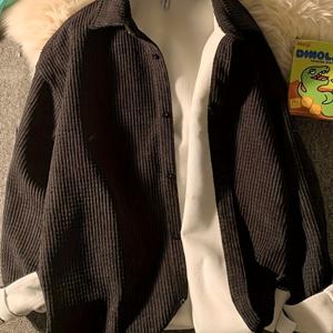 TEMU 남성용 얇은 와플 셔츠 재킷, 봄/가을 학생 스타일 한국식 탑