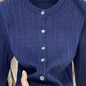 TEMU 얇은 스웨터, 라운드넥 풀오버, 여성용 가디건, 2026년 초가을 신상 스타일, 여성용 레트로 케이블 코트