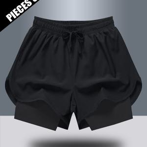 TEMU 남성 여름 트레이닝 피트니스 반바지 1개, 속건성 탄성 러닝 팬츠, 가볍고 통기성 좋은 반바지, 남성용 가스킷 운동 짐 반바지