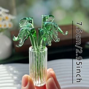 TEMU 수제 유리 미니 나뭇잎 장식 인형 8개 세트, 미니 나뭇잎 장식품, 나뭇잎 7개와 작은 병 1개 포함. 수집용 인형, 축제, 생일, 테이블 장식 및 발렌타인데이 선물용으로 적합