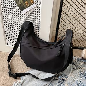 TEMU 여성 바디백, 레트로 패션 캐주얼 운동용 다용도 한국 스타일 이지 라이트 미니 나일론 숄더백, 여성 핸드백 크레센트 백 하프 라운드 백 만두 가방, 다중 지퍼 포켓, 지퍼 릴리 디자인, 조절 가능한 숄더 스트랩