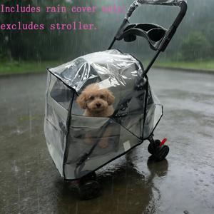 TEMU 소형 애완동물 유모차 비 커버, 투명 EVA 커버, 강아지 및 고양이용 야외 비 장비, 휴대 용이, 모든 계절에 적합 [비 커버만 포함, 유모차는 포함되지 않음]