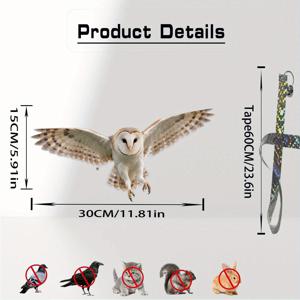 TEMU 유니크한 매달린 올빼미 장식 - 표현적인 눈, 사실적인 갈색/흰색/검은색/뿔/깃털 - 실내외 조류 퇴치, 할로윈, 정원, 집, 사무실, 파티 장식에 이상적 - 전기 불필요