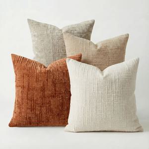 TEMU 4개 세트, 스타일 소프트 쉐닐 텍스처 홈 장식 쿠션 커버, 18In X 18In, 러스틱 액센트 솔리드 쿠션 커버, 봄 여름 가을 겨울에 적합, 아늑한 농가 스타일 베개 커버, 소파 침대 거실용, 4개 세트