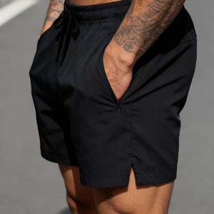 TEMU 남성용 속건성 통기성 트레이닝 반바지, 지퍼 포켓 및 슬릿 밑단 포함 - 해변, 운동, 캐주얼 여름 아웃도어 웨어에 적합한 경량 휴대용 헬스 수영 반바지 - 단색 애슬레틱 반바지