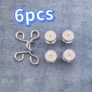 TEMU 청바지 단추 조절기, 작은 데이지 장식 허리밴드 수축기, 바느질 필요 없는 신축성 있는 허리밴드 단추, 바느질 필요 없는 허리밴드 조절기, 스ワ로브스키 라인석 포함 다양한 스타일, 청바지 및 스커트 사이즈 조절 도구, 허리를 즉시 슬림하고 가늘게 만들어줌