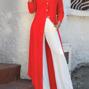 TEMU 우아하고 세련된 여성용 셔츠 드레스, 롱 드레스