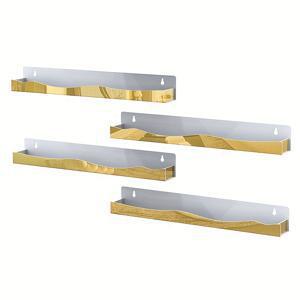 TEMU 4/6개 골드 & 실버 아크릴 네일 폴리쉬 보관 랙 세트 - 플로팅 벽걸이형 디스플레이 랙, 화장품, 안경, 에센셜 오일 보관에 적합, 네일 기술자 및 살롱 소매업자에게 이상적