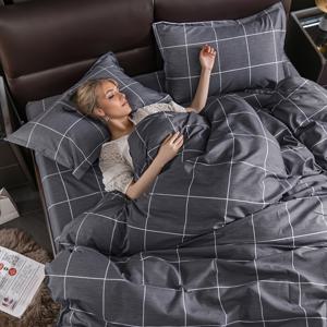 TEMU 4pcs 북유럽 스타일 이불 커버 세트, 이불 커버 1개, 시트 1개, 베갯잇 2개, 워싱 프린트, 간편하고 넉넉함, 침실 및 기숙사 장식에 매우 적합, 통기성, 모든 계절에 적합