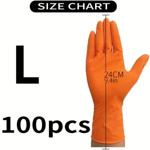 TEMU 오렌지 텍스처 일회용 니트릴 장갑 차고 야외 세차 청소 미끄럼 방지 그립 두꺼운 가정용 청소 용품 욕실
