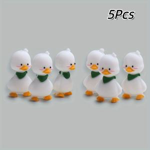 TEMU 오리 모양의 소형 실리콘 비즈 5개 세트. 펜 만들기 및 다양한 공예 프로젝트에 적합하며 비즈 모음도 포함되어 있습니다.