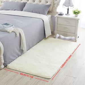 TEMU 1개, Norbic 스타일 거실용 푹신한 카펫, 침실, 티 테이블 또는 침대 옆, 다양한 장면용 푹신하고 샤기한 지역 러그, 두꺼운 미끄럼 방지 매트, 화이트와 연한 크림 노랑 혼합 색상, 홈 데코