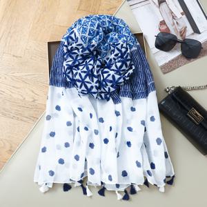 TEMU 아티스틱하고 신선한 레트로 프린팅 패치워크 여성 스카프, 다용도 태슬 롱 스카프, 봄 여름 비치 스카프