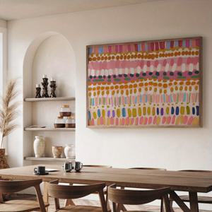 TEMU 1개 대형 모던 추상 유화 - 수평 멀티컬러 대형 캔버스, 거실, 침실, 기숙사용 - 수평 유화 캔버스 / 봄/가을 장식 - 액자 없는 현대 미술 프린트