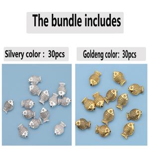 TEMU 60개/30개 오픈엔드 작은 물고기 모양 루즈 스페이서 비즈 12mm 양면 패턴 펀칭 스페이서 비즈 장식용 비즈 잉어 직구멍 비즈 입체 해양 생물 플랫 비즈 통구멍 루즈 비즈, 직조용 주얼리 DIY 팔찌, 뱅글, 목걸이, 열쇠고리, 구슬 모음, 의류 액세서리, 공예용 구슬, 주얼리 제작 액세서리, 주얼리 제작 키트용