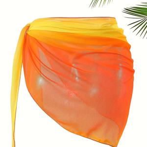 TEMU 여성용 그라데이션 프린트 랩 스커트, 비치 스커트