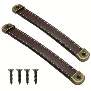 TEMU 2개 세트 가죽 서랍 손잡이, 가죽 캐리어 손잡이, 가죽 캐비닛 손잡이 (부착용 나사 포함), 모던 가죽 캐비닛 손잡이