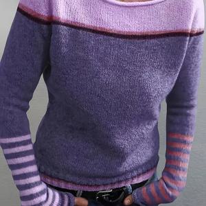 TEMU 그라데이션 퍼플 원숄더 스웨터 여성 봄/가을 얇은 루즈핏 탑 캐주얼 출퇴근 다용도 풀오버