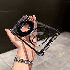 TEMU Redmi 14C용 휴대폰 케이스, 브라켓 포함 네 모서리 에어백 낙하 방지 투명 충격 흡수 휴대폰 케이스