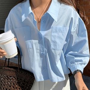 TEMU 솔리드 컬러 반팔 셔츠, 포켓 2개, 외출, 여행 및 모임에 적합