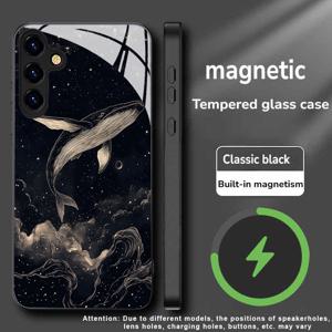 TEMU 휴대폰 케이스 - 크리에이티브 할리뱅 디자인 강화 유리 폰 케이스, 마그네틱 플로우, 삼성 갤럭시 노트20/S20/S21/S22/S23/S24/S25/플러스 울트라 FE 호환, 트렌디한 고품질 보호 쉘 선물