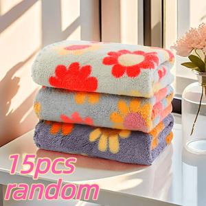 TEMU 15개 세트 (색상 랜덤) 스타일 손수건 - 30*30Cm (11.8*11.8In), 부드럽고 빠른 건조, 높은 흡수력, 털 빠짐 없음, 꽃무늬 및 기하학적 패턴 장식, 주방, 욕실 및 가정용으로 적합