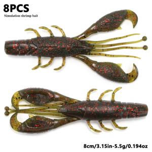 TEMU 8/10개 자연스러운 디자인의 3D 랍스터 루어, 진동 수영 동작의 사실적인 소프트 베이트, 혼합 색상, 농어, 도미, 바닷물 낚시에 적합 - 얼룩무늬 패턴의 내구성 있는 플라스틱 인조 미끼, 바닷물 및 민물 낚시에 적합