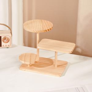 TEMU 원목 다단 탁상용 정리대 선반 - 화장품, 향수, 주얼리 진열용 북유럽 모던 탁상 수납장, 사무실 책상용 페인팅 원목 선반, 튼튼하고 내구성 있는 공간 절약형 소품 정리용 선반걸이형 선반