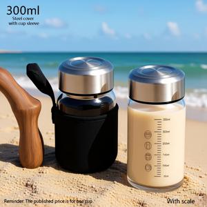 TEMU 차를 끓이는 데 사용되는 내열 유리컵 1개, 휴대용 차량 장착형 야외용 스케일 포함, 우유병, 필터링 핫워터, 콜드워터 컵, 투명한 물기구, 커피잔 용기, 스포츠 워터보틀, 누수 방지 맥주 음료컵