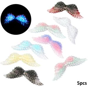 TEMU 새로운 고급스러운 스파클링 윙 구슬 5개, 패셔너블한 글리터 수지 루즈 비즈, DIY 휴대폰 고리, 열쇠고리, 비즈펜 액세서리용