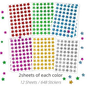 TEMU 648개 귀여운 컬러풀 별 모양 글리터 스티커 - DIY 장식 스티커, 오피스 노트북 라벨, 혼합 컬러 레이저 저널 장식 스티커, 사무실/교실에서 효율적인 정리와 생동감 있는 장식에 완벽
