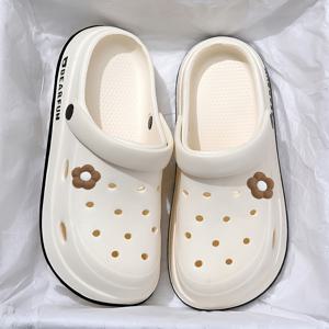 TEMU 2026년 신상 두꺼운 밑창 구멍 신발, 부드러운 밑창 야외 슬리퍼, 커플 캐주얼 비치 샌들, 통기성 좋은 홈 슬리퍼