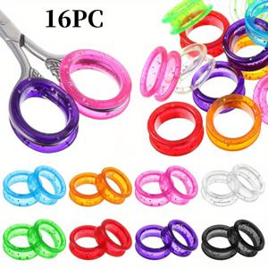 TEMU 16개 소프트 실리콘 가위 보호 링 - 인체공학적 엄지 손가락 그립, 헤어 클리퍼 및 애완 동물 미용 가위에 적합, 손가락 보호 슬리브, 가위 그립 보조 추가품 - 가위는 포함되지 않음