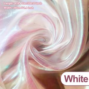 TEMU 결정적인 시스루 원단, 진주색 오간자, 투명하고 반짝이는 폴리에스터, 웨딩 드레스, 공연 의상, 공예품 및 장식에 적합