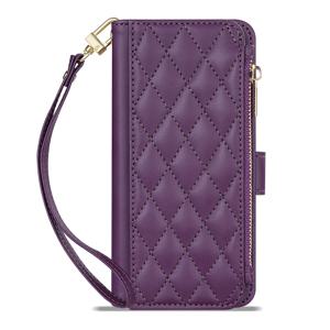 TEMU 휴대폰 케이스 - 스타일리시한 소형 지갑형, 향기, 지퍼, 다중 카드 슬롯, 사진 프레임, 킥스탠드, 핸드 스트랩, 마그네틱 플립 포함, 고품질 합성 인조 가죽 재질, 삼성 갤럭시 S26 울트라, S25 FE, A17, A16, A56, A36용으로 디자인