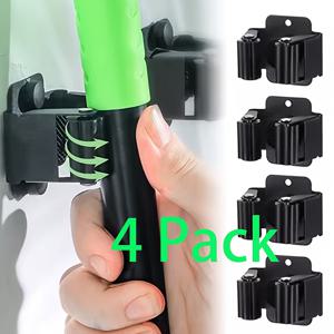 TEMU 4/8개 세트 도어 행거 대걸레 빗자루 홀더, 문걸이형 스테인리스 스틸 벽걸이형 고하중 공구 고리 브러시 수납 정리함, 미끄럼 방지 기어형 빗자루 집게 브라켓, 주방 욕실 옷장 정원 차고용